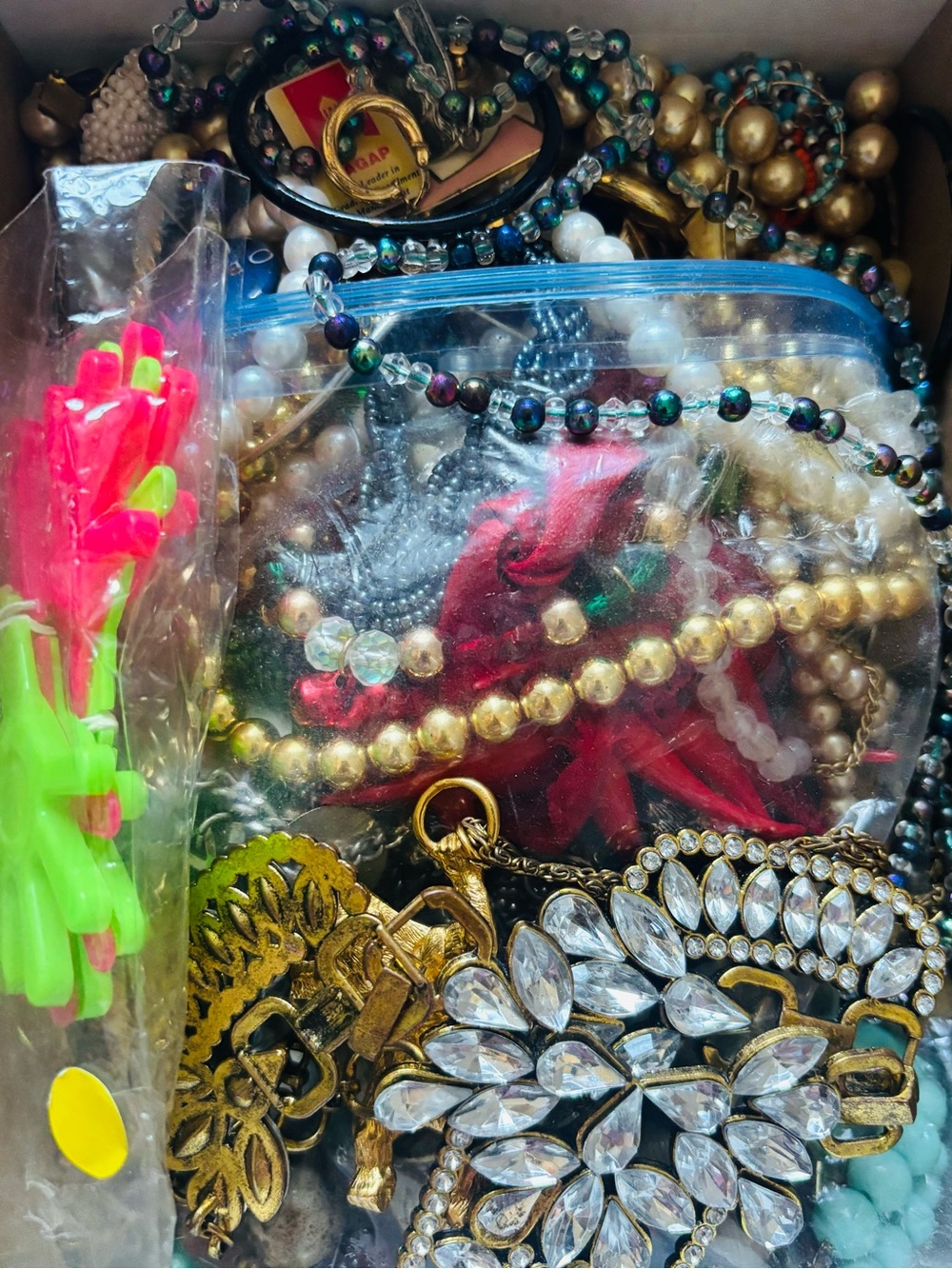 Craft Scrap Mystery Resell Broken Jewelry Beads Box Lot # 10